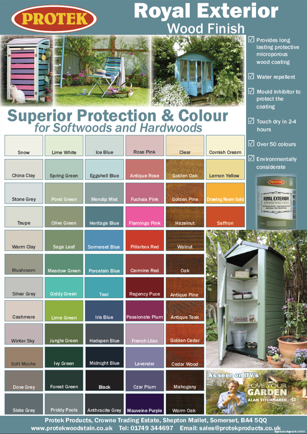 Royal Exterior Wood Finish Colour Chart Protek Wood Stain