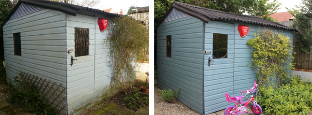 Protek Wood Stain Bike Shed makeover results!