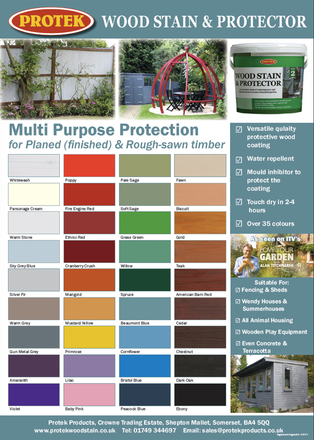 wood stain and protector colour chart - protek wood stain